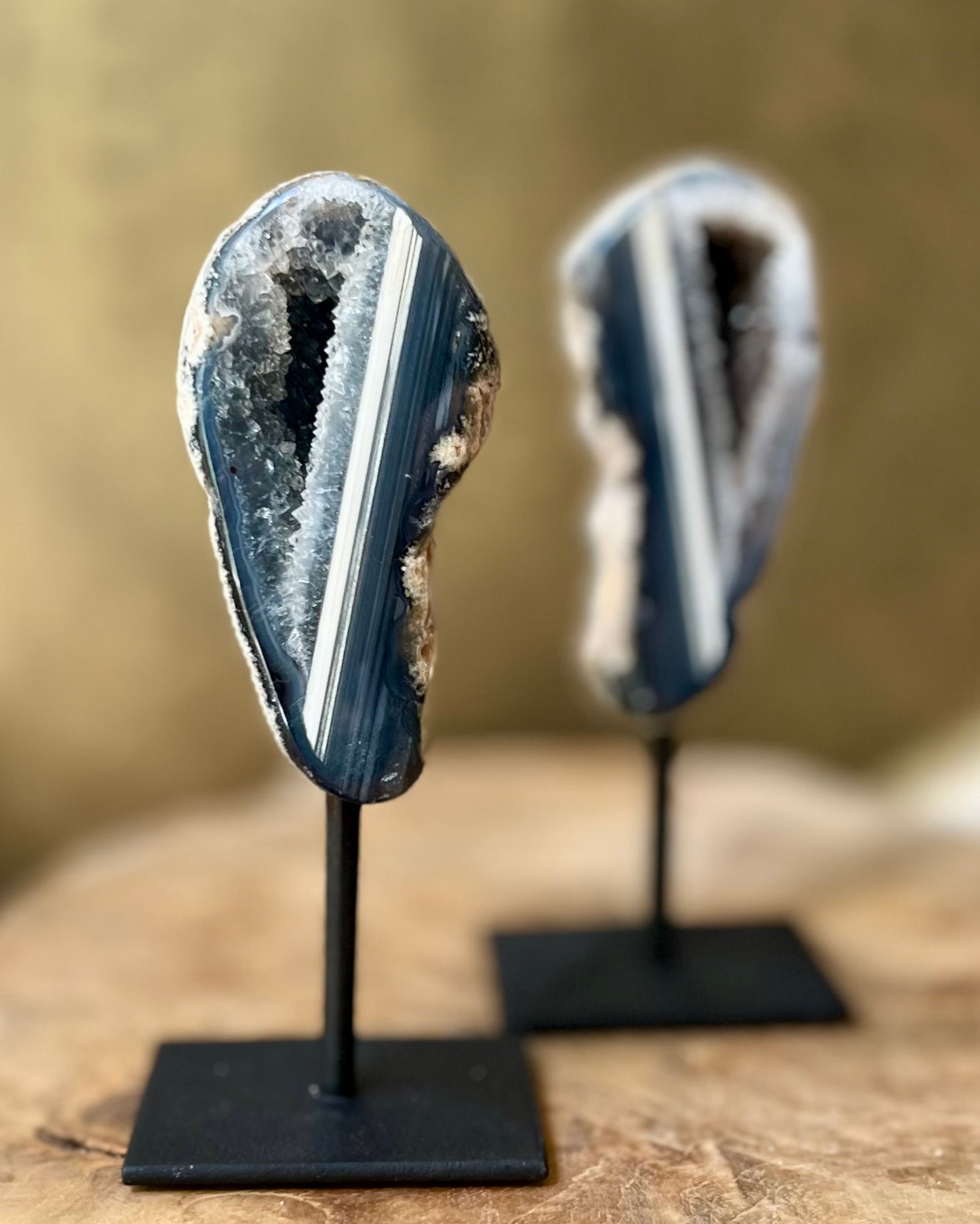 Agaat geode paartje op standaard