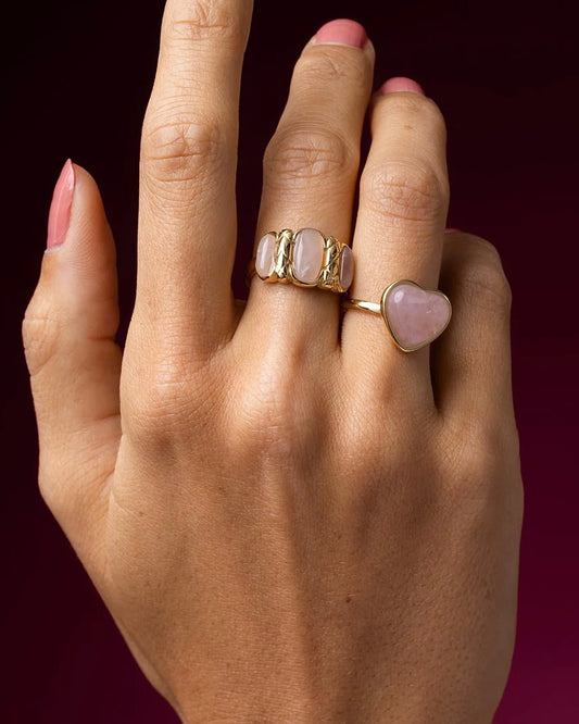 Rozekwarts ring hart