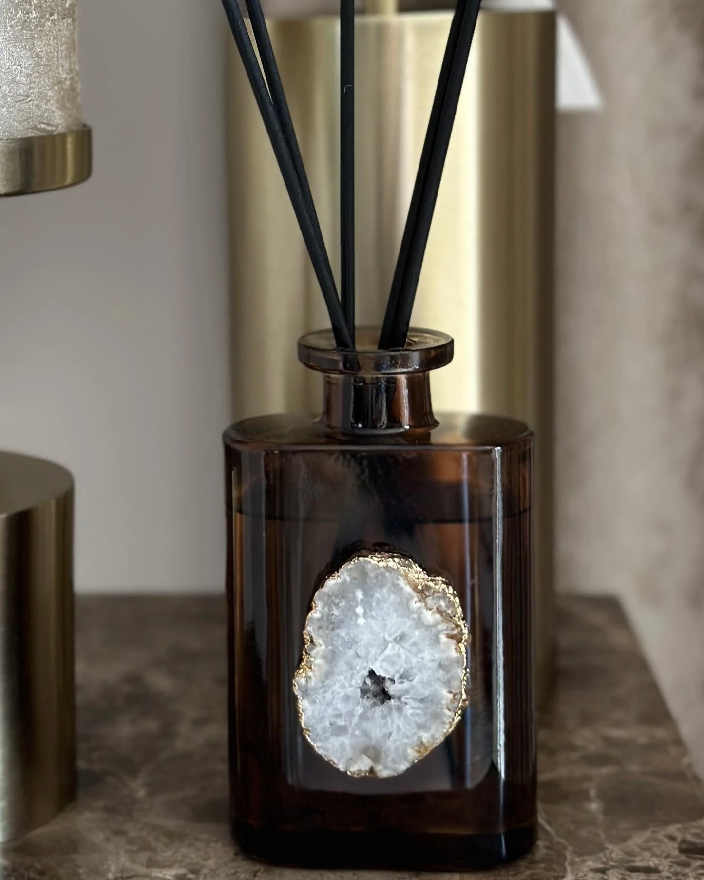 Luxe geurstokjes met Bergkristal Amber
