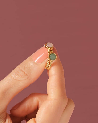 Rozekwarts bolletjes ring