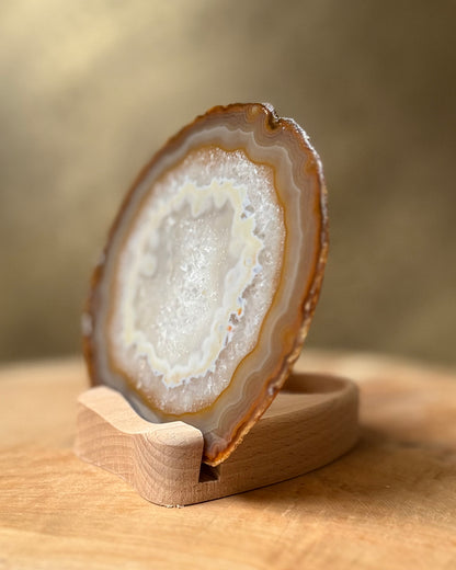 Agaatschijf + waxinelichthouder