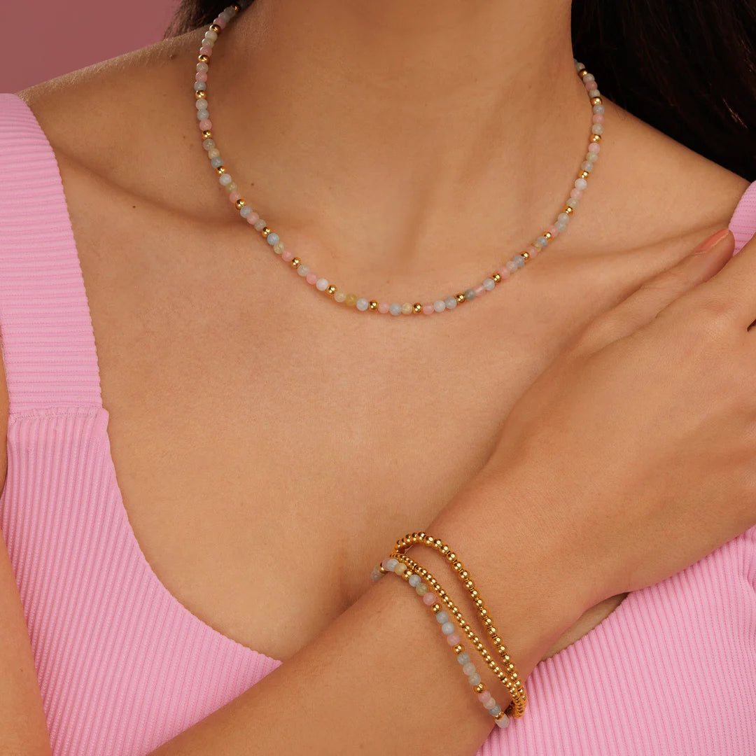 Maansteen, Morganiet & Rozekwarts ketting