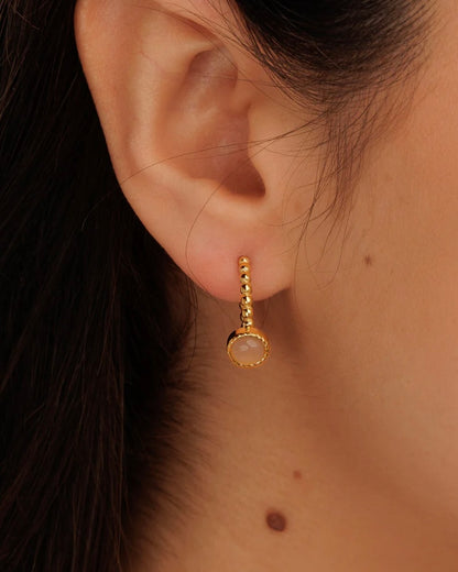 Rozekwarts bolletjes oorring