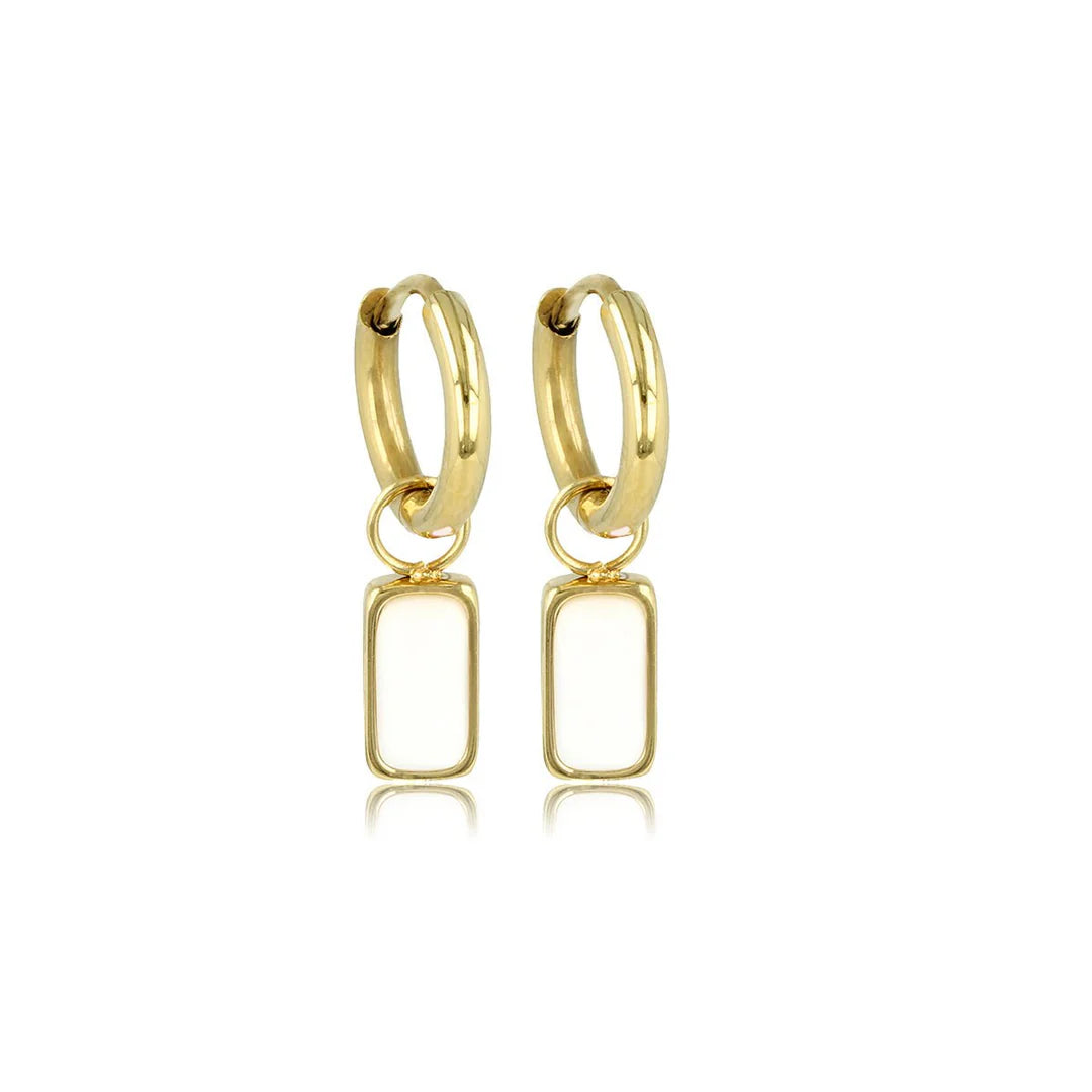 Witte Aventurijn oorbellen zilver/goud