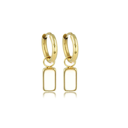 Witte Aventurijn oorbellen zilver/goud