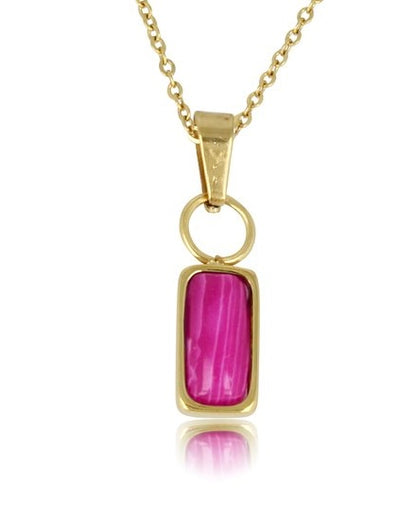 Roze Agaat ketting goud