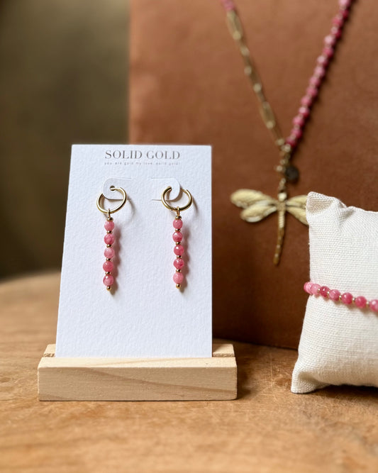 Isha oorbellen Roze Chalcedoon