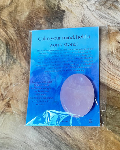 Worry Stone Rose Quartz oval in gift packaging