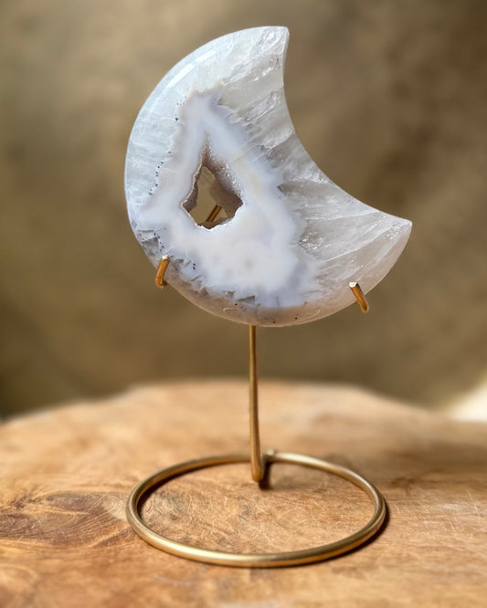 Grote druzy Agaat maan op standaard