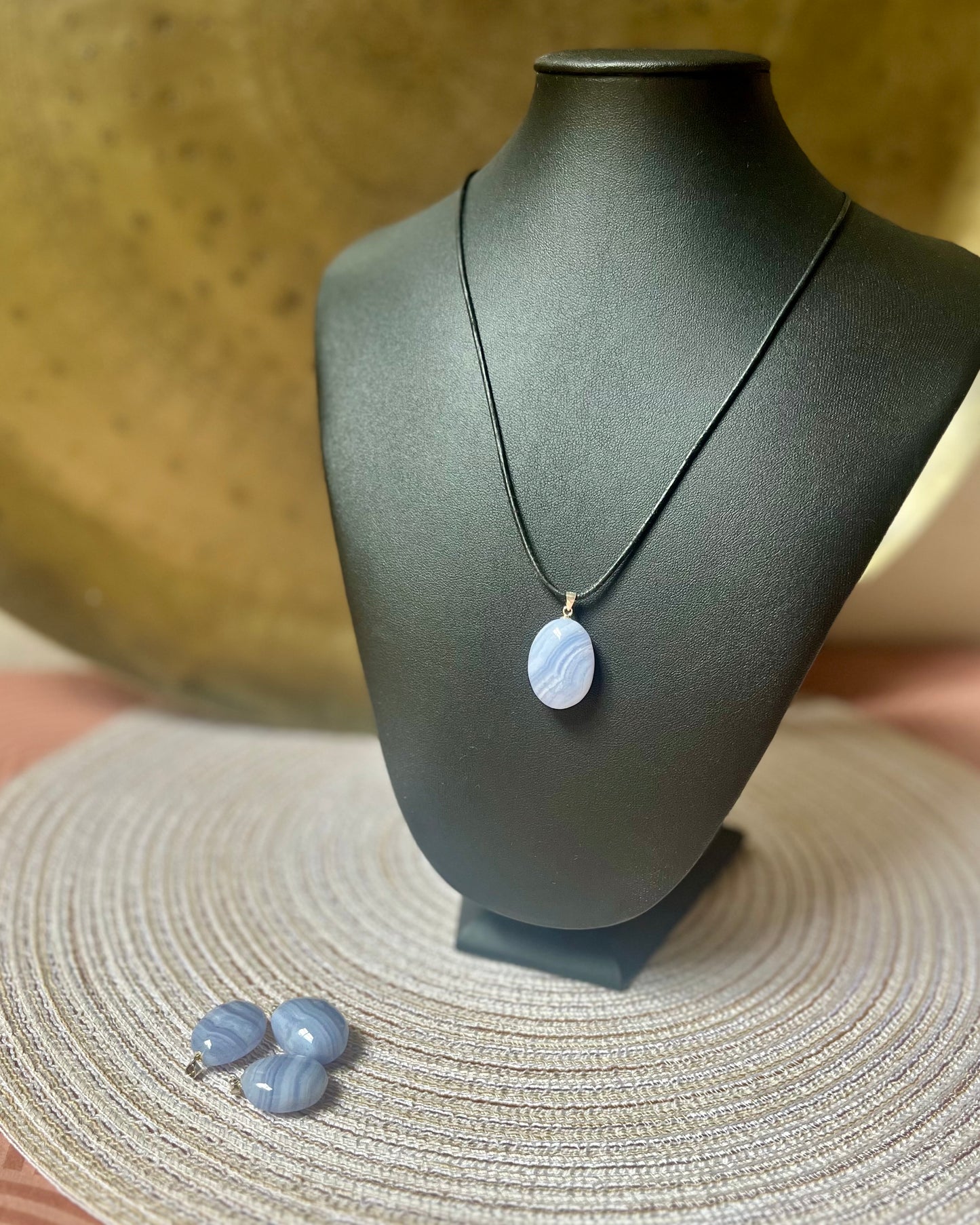 Blue Chalcedony pendant A quality