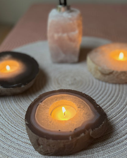 Flat Agate Tea Light Holder