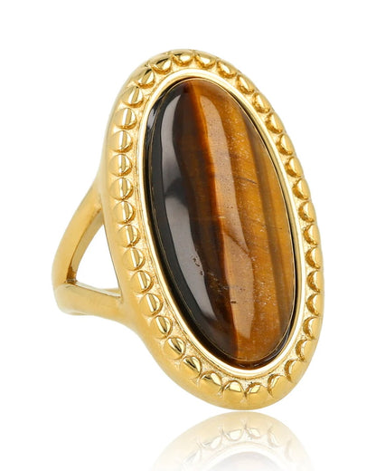 Tijgeroog statement ring goud