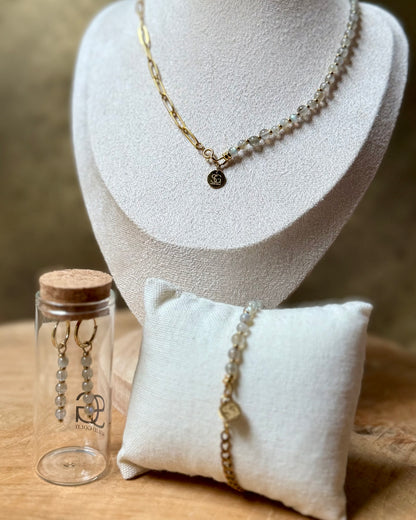 Edelsteen tussenstuk ketting Solid Gold