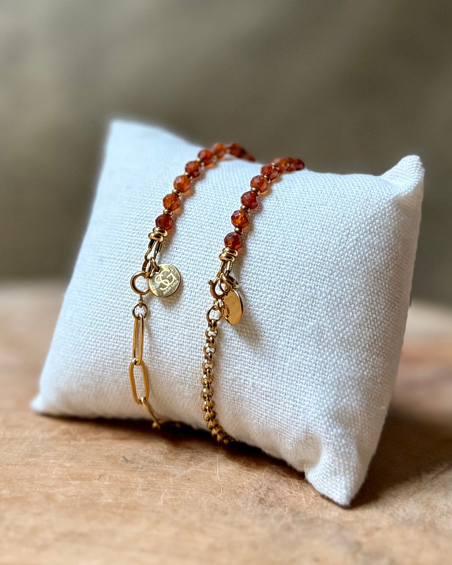 Edelsteen tussenstuk armband Solid Gold