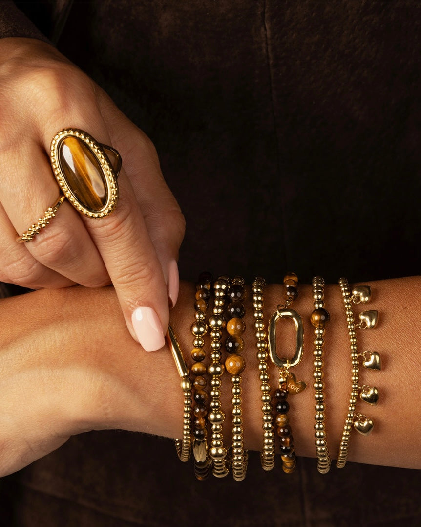 Bedelarmband hartjes goud