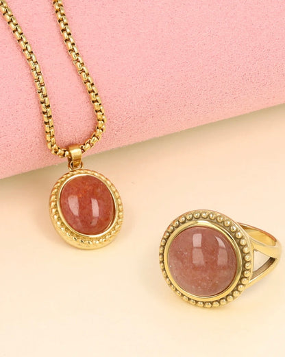 Aardbeienkwarts vintage ketting