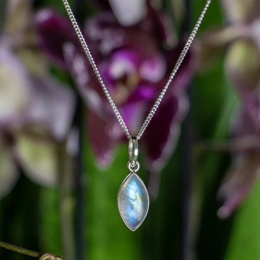 Rainbow Moonstone Necklace 925 Sterling Silver