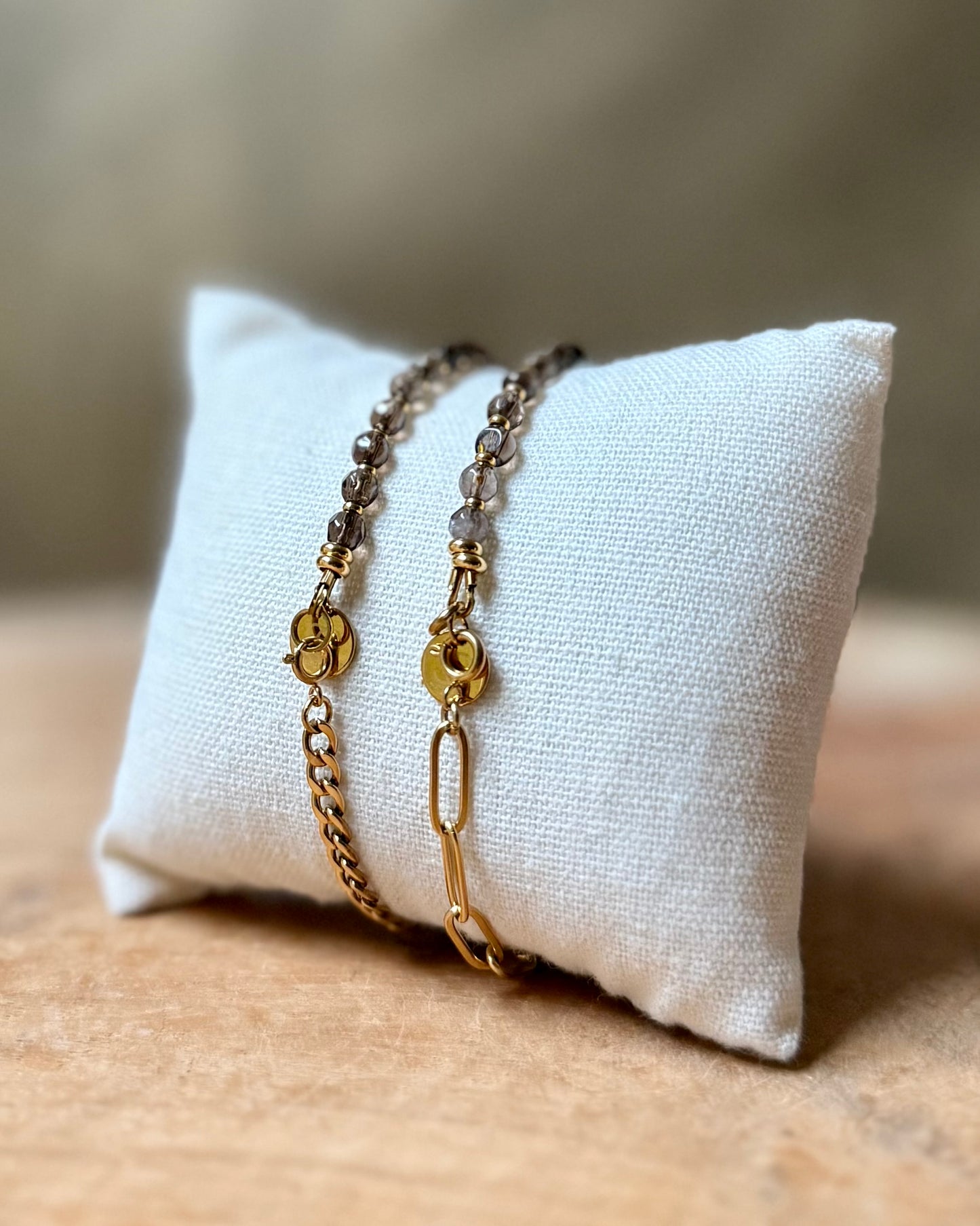 Edelsteen tussenstuk armband Solid Gold