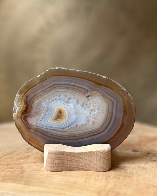 Agaatschijf + waxinelichthouder