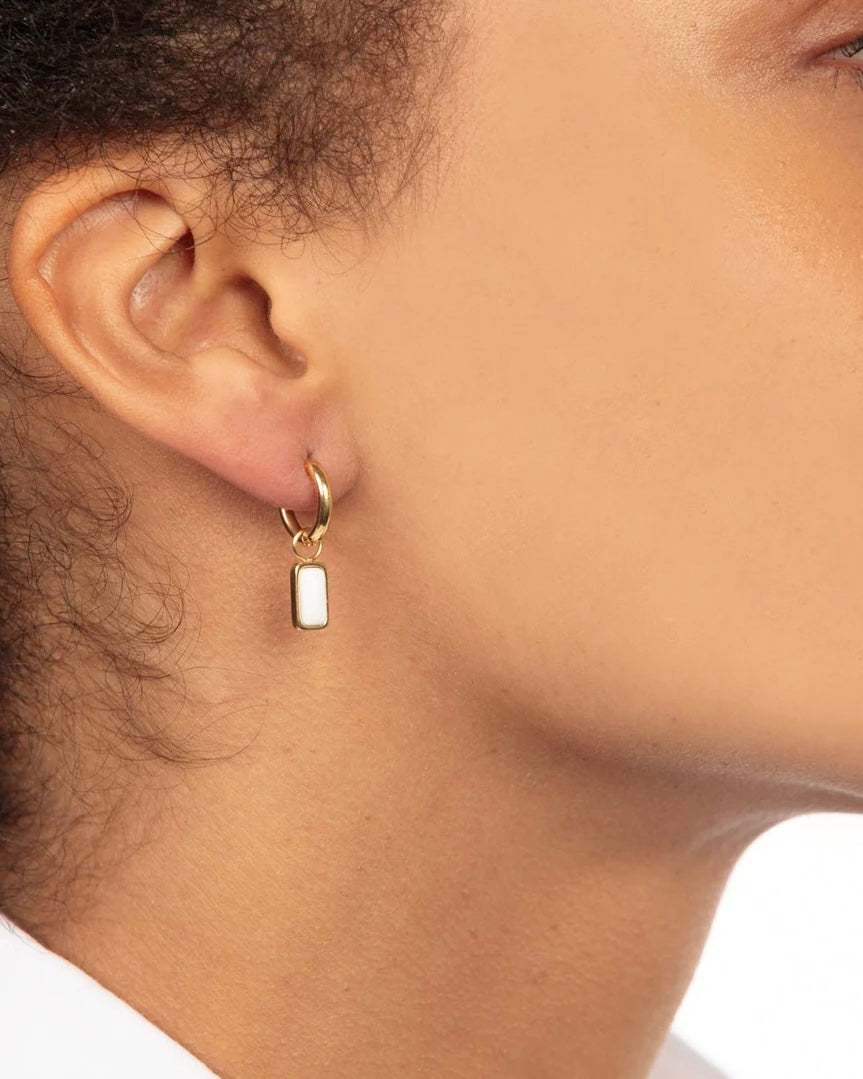 Witte Aventurijn oorbellen zilver/goud