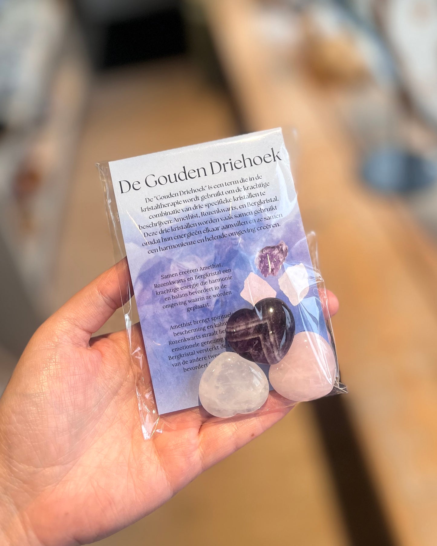 Gouden driehoek hartjes maat M giftsetje