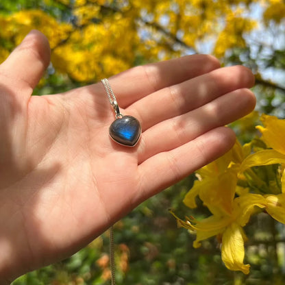 Labradorite heart necklace 925 Sterling Silver