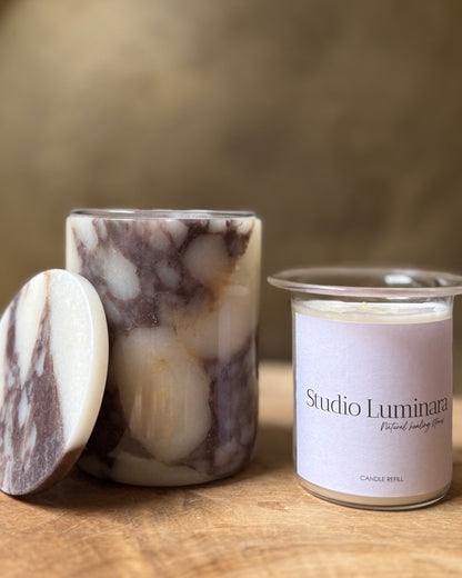 Viola Marmeren pot met kaars