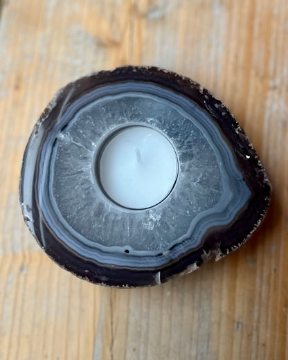 Flat Agate Tea Light Holder