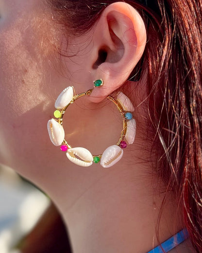 Earrings with shells multi-colored