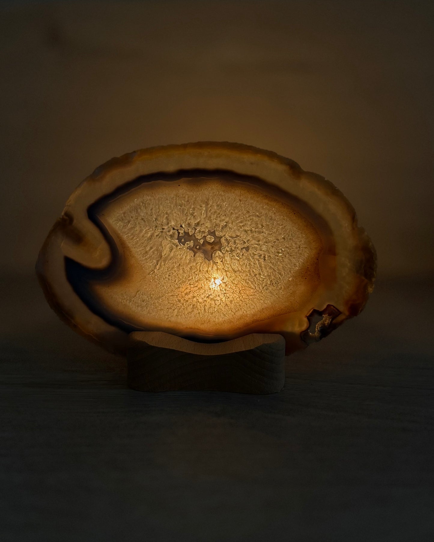 Agaatschijf + waxinelichthouder