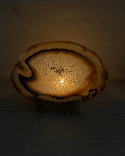 Agaatschijf + waxinelichthouder