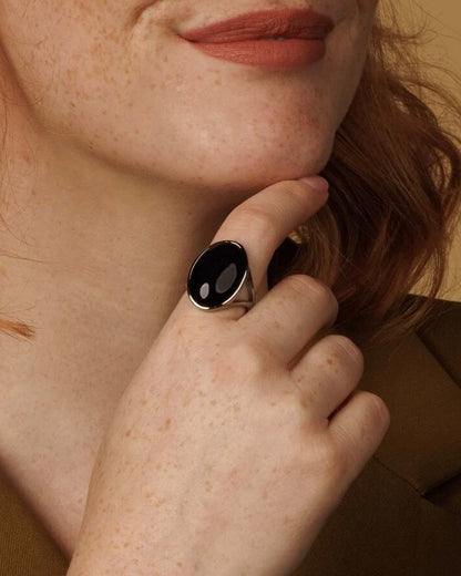 Onyx statement ring zilver