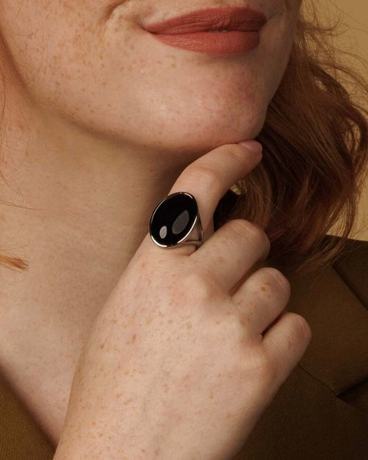 Onyx statement ring zilver