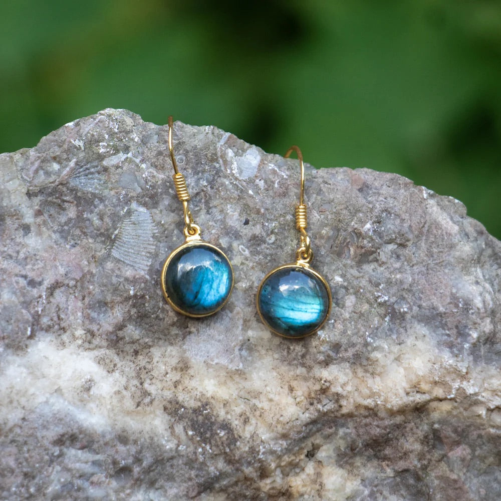 Labradorite Earrings Gold Plated