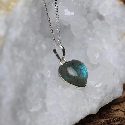 Labradorite heart necklace 925 Sterling Silver