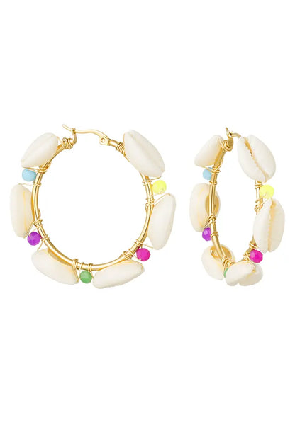 Earrings with shells multi-colored