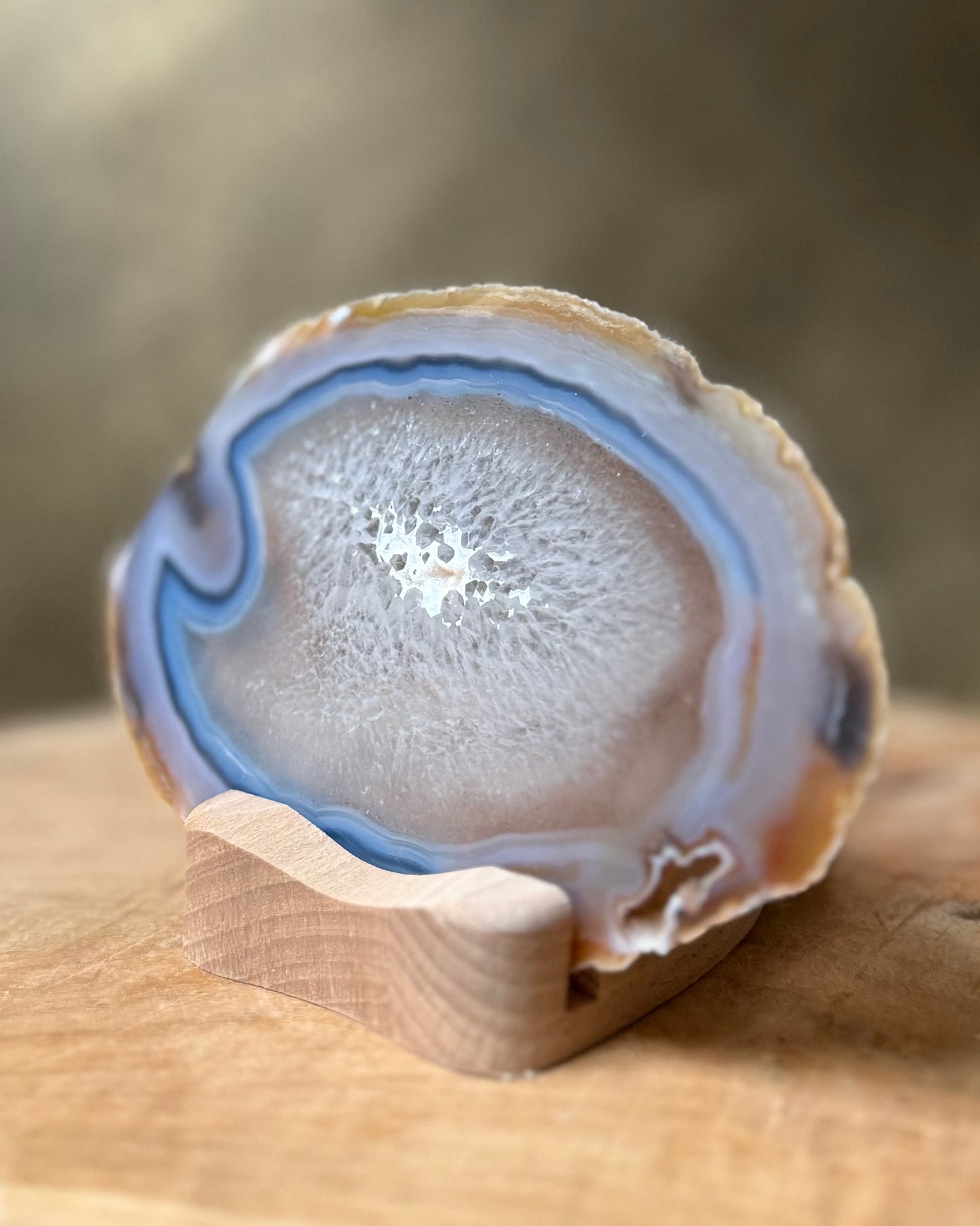 Agaatschijf + waxinelichthouder