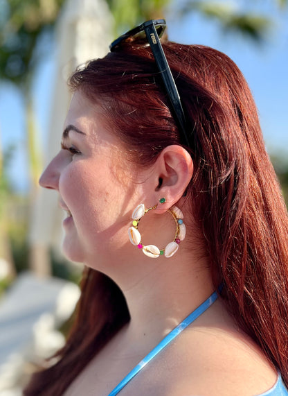 Earrings with shells multi-colored