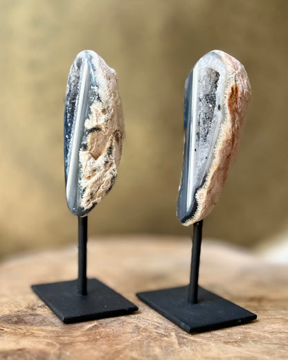 Agaat geode paartje op standaard