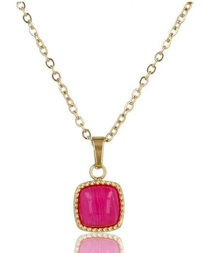 Roze Agaat ketting goud