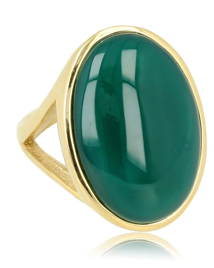 Groene Agaat statement ring goud