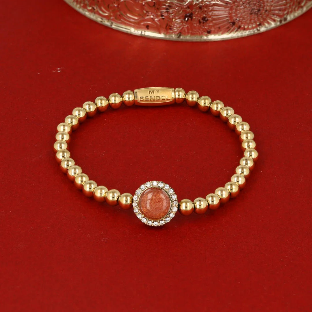 Aardbeienkwarts armband goud