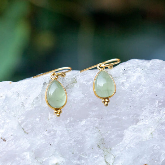 Prehnite Earrings Gold Plated