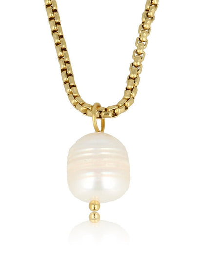 Zoetwater parel ketting goud/zilver