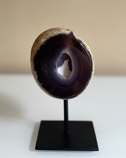 Agate geode on stand