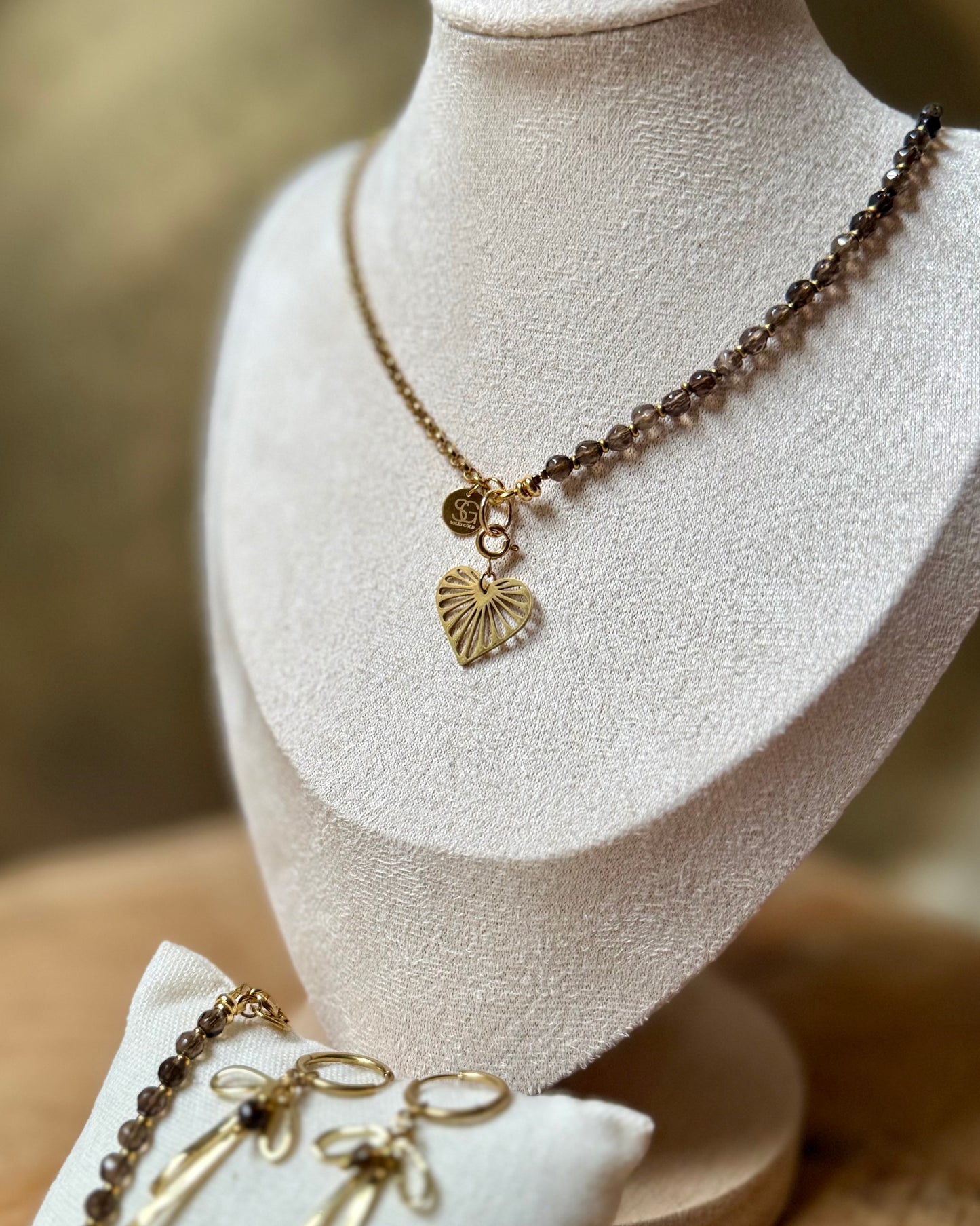 Edelsteen tussenstuk ketting Solid Gold