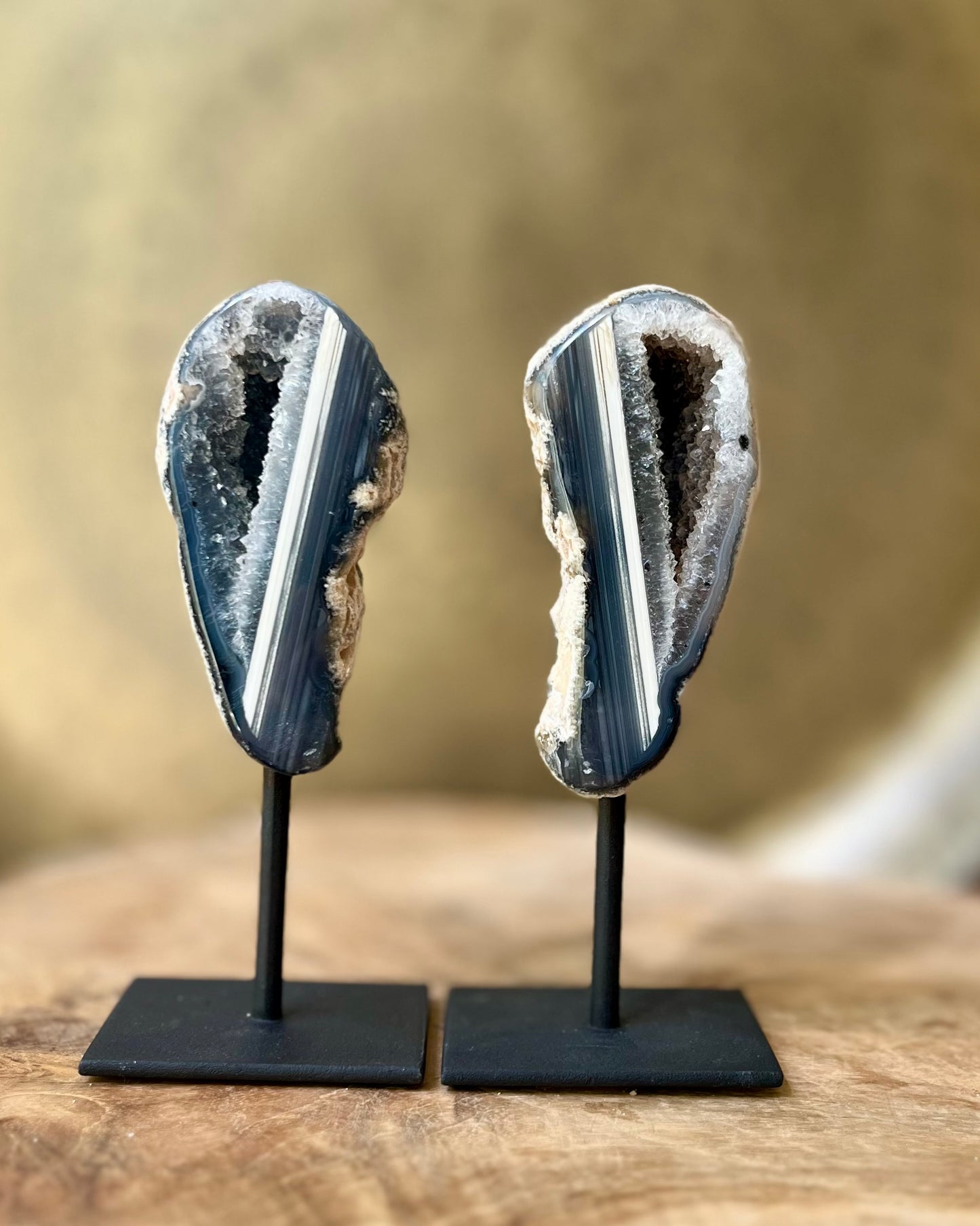 Agaat geode paartje op standaard