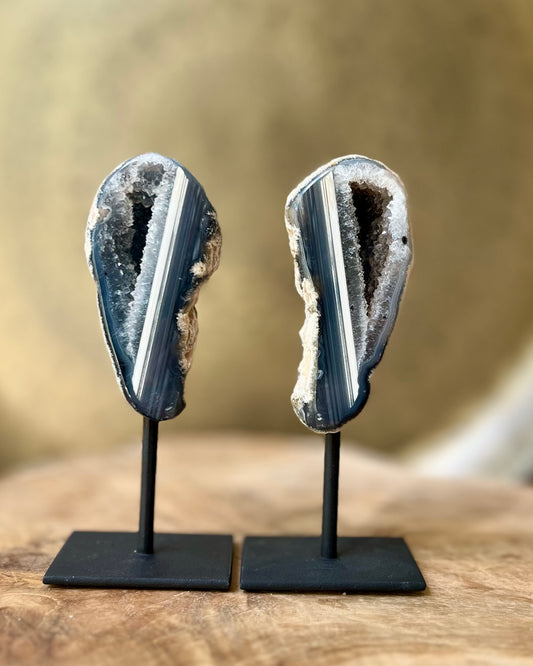 Agaat geode paartje op standaard
