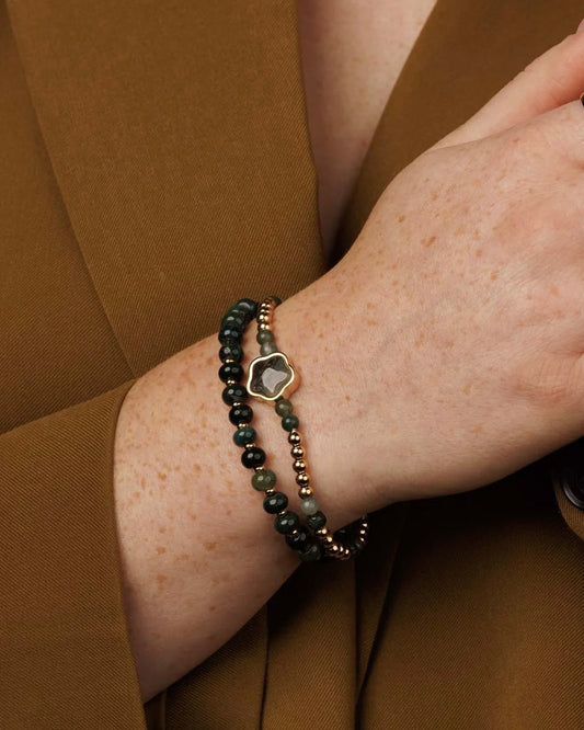 Mosagaat bloem armband goud