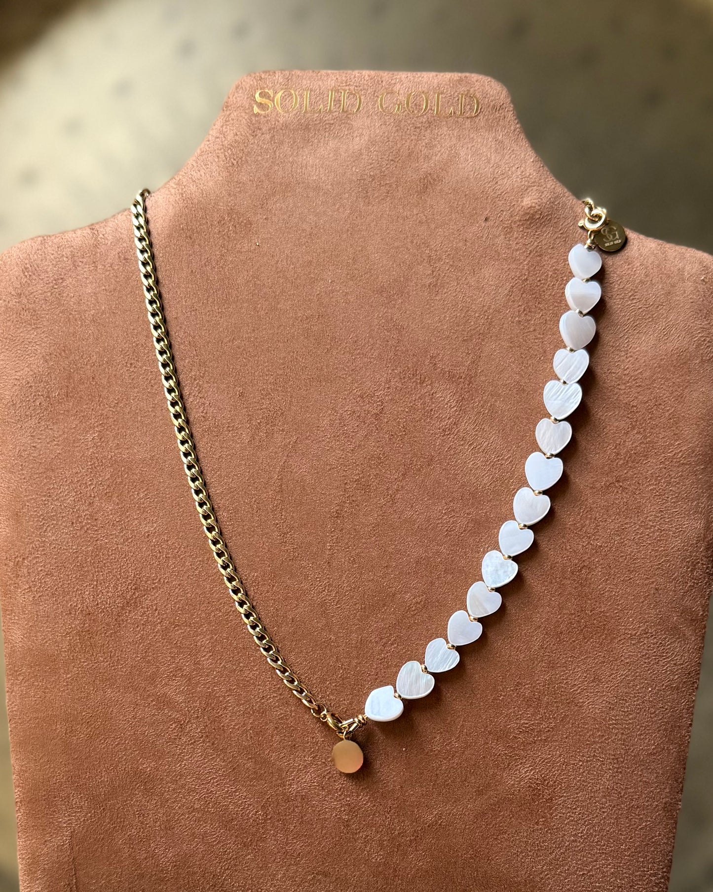 Tussenstuk ketting schelp hartjes